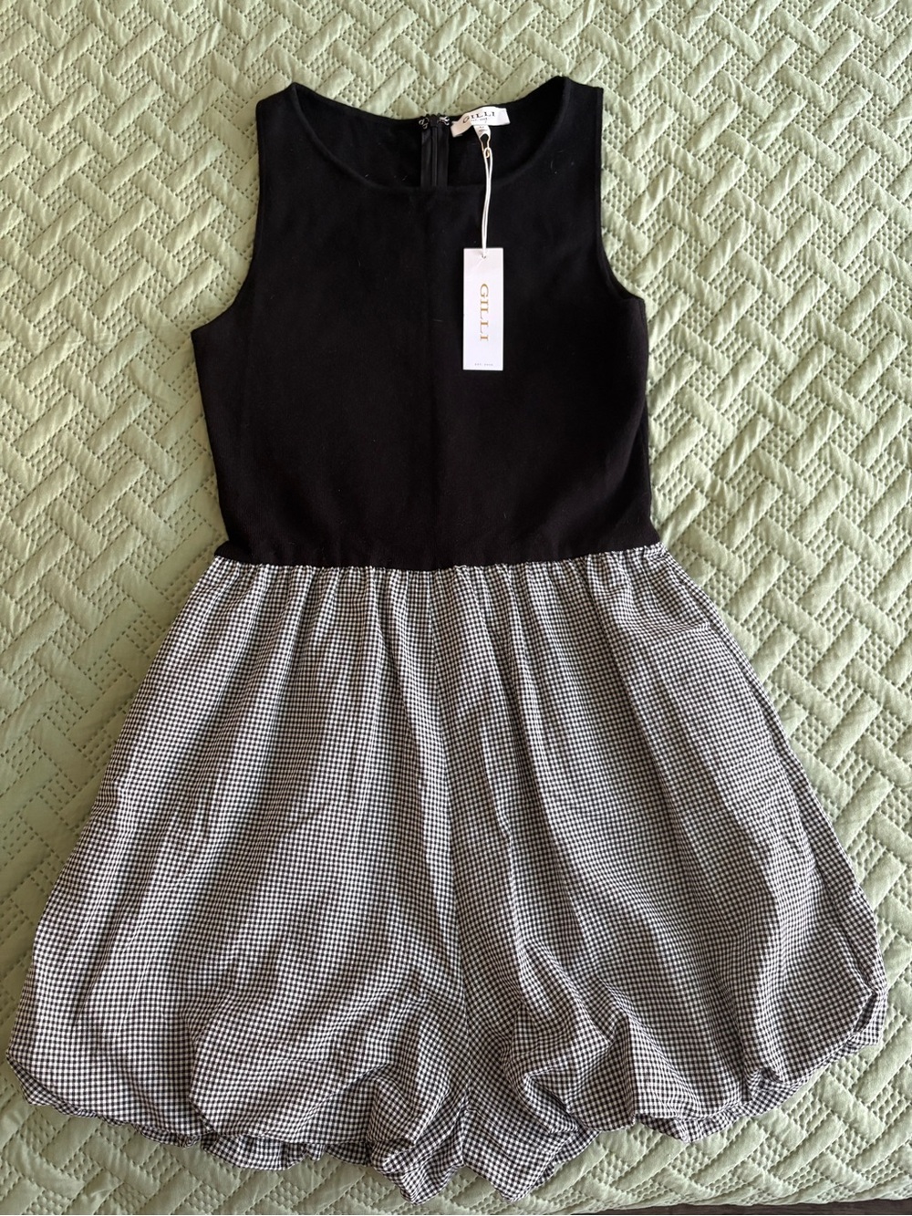 Black & White Gingham Bubble Romper